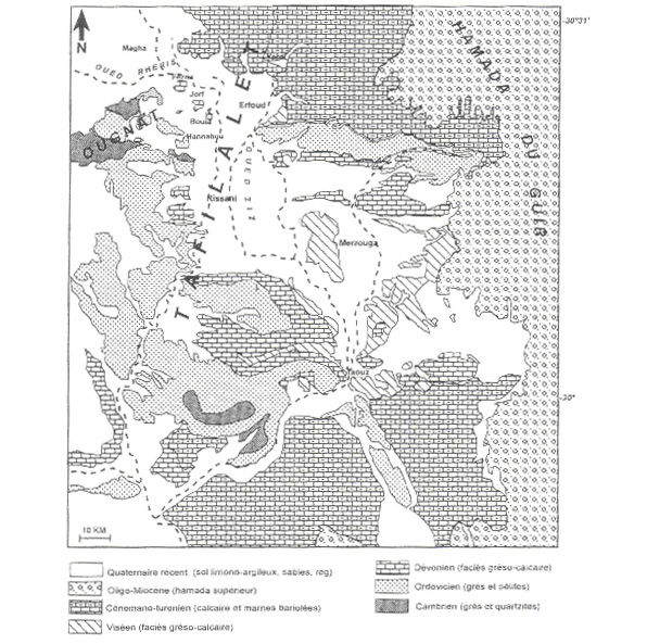 carte géologique du bassin du Tafilalet 